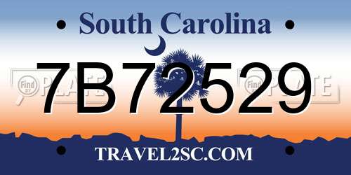 7B72529 South Carolina License Plate