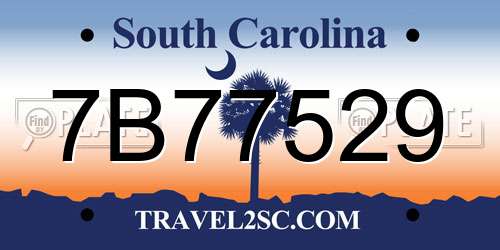 7B77529 South Carolina License Plate