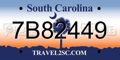 7B82449 South Carolina License Plate