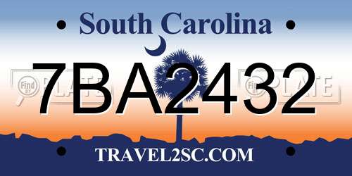 7BA2432 South Carolina License Plate