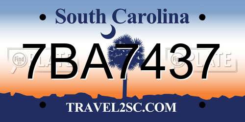 7BA7437 South Carolina License Plate