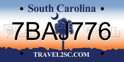 7BAJ776 South Carolina License Plate
