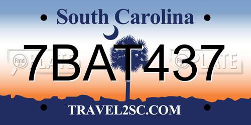 7BAT437 South Carolina License Plate