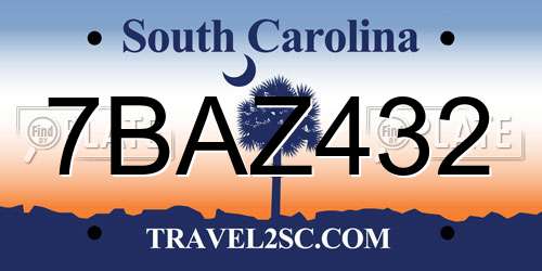 7BAZ432 South Carolina License Plate