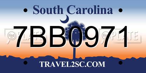 7BB0971 South Carolina License Plate