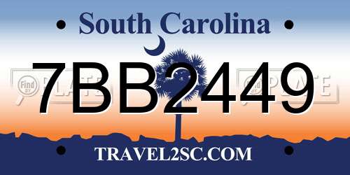 7BB2449 South Carolina License Plate