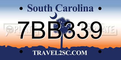 7BB339 South Carolina License Plate