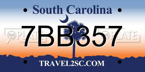7BB357 South Carolina License Plate