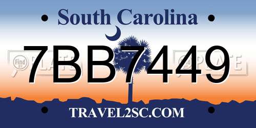 7BB7449 South Carolina License Plate