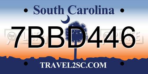 7BBD446 South Carolina License Plate