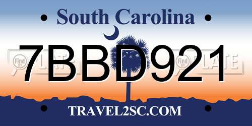 7BBD921 South Carolina License Plate