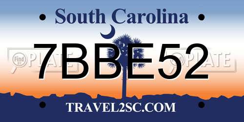 7BBE52 South Carolina License Plate