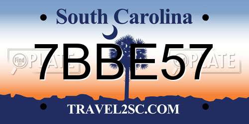 7BBE57 South Carolina License Plate