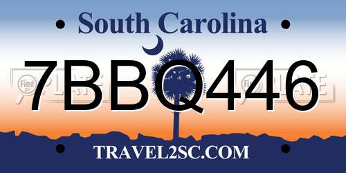 7BBQ446 South Carolina License Plate