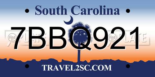 7BBQ921 South Carolina License Plate