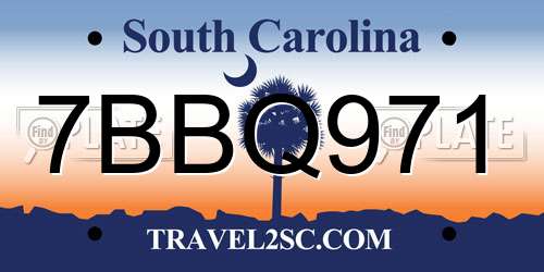 7BBQ971 South Carolina License Plate