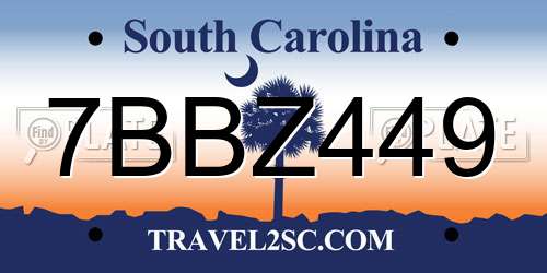 7BBZ449 South Carolina License Plate