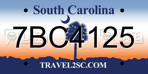 7BC4125 South Carolina License Plate