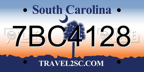 7BC4128 South Carolina License Plate