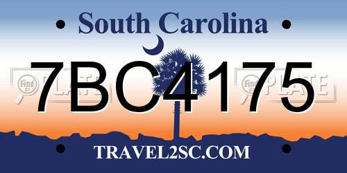 7BC4175 South Carolina License Plate