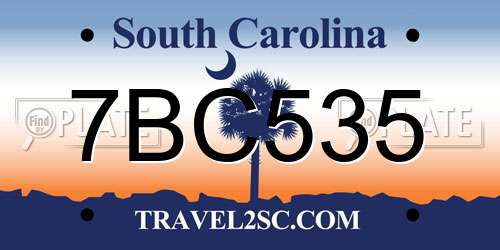 7BC535 South Carolina License Plate