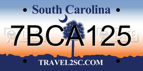 7BCA125 South Carolina License Plate