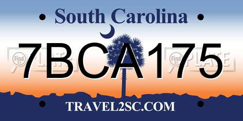 7BCA175 South Carolina License Plate
