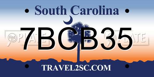 7BCB35 South Carolina License Plate
