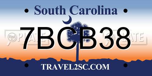 7BCB38 South Carolina License Plate