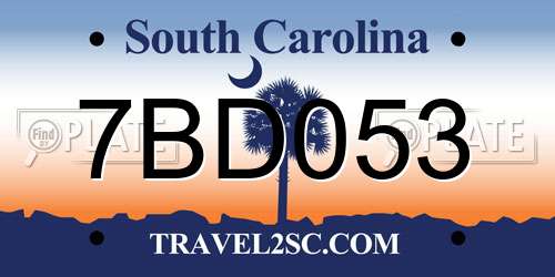 7BD053 South Carolina License Plate