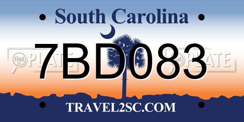 7BD083 South Carolina License Plate