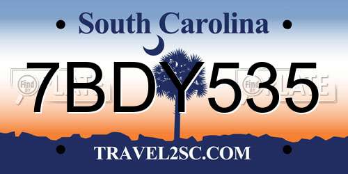 7BDY535 South Carolina License Plate