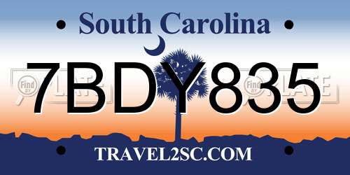 7BDY835 South Carolina License Plate