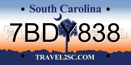 7BDY838 South Carolina License Plate