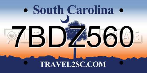 7BDZ560 South Carolina License Plate