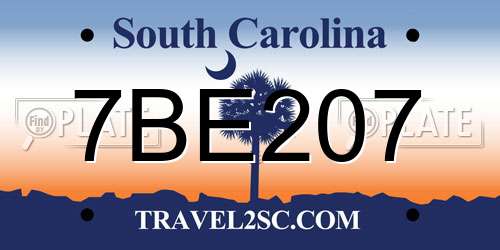 7BE207 South Carolina License Plate
