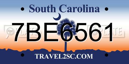 7BE6561 South Carolina License Plate