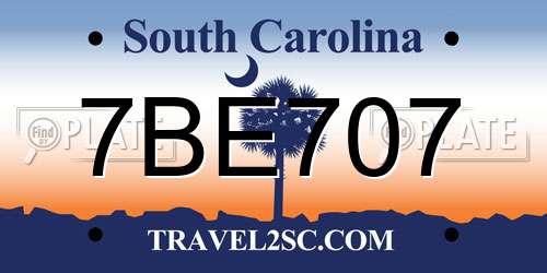 7BE707 South Carolina License Plate