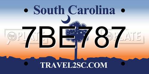 7BE787 South Carolina License Plate