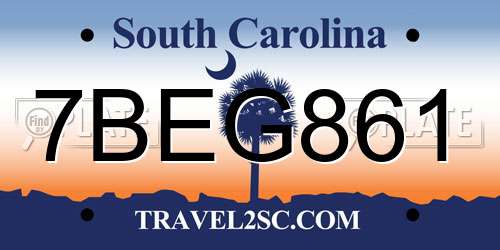 7BEG861 South Carolina License Plate