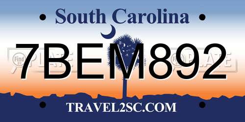 7BEM892 South Carolina License Plate