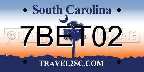 7BET02 South Carolina License Plate