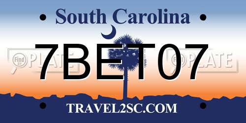 7BET07 South Carolina License Plate