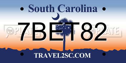7BET82 South Carolina License Plate