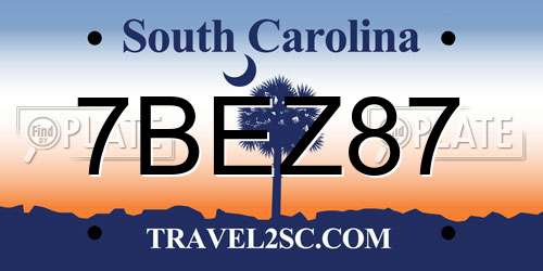 7BEZ87 South Carolina License Plate