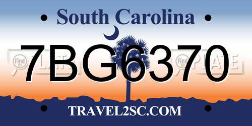 7BG6370 South Carolina License Plate