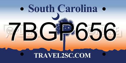 7BGP656 South Carolina License Plate
