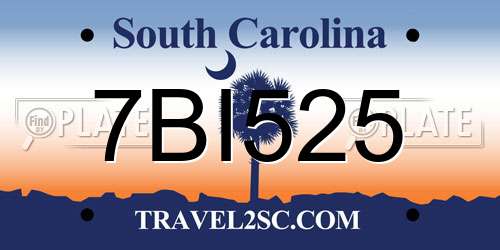 7BI525 South Carolina License Plate