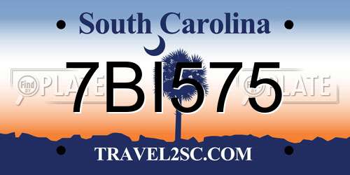 7BI575 South Carolina License Plate