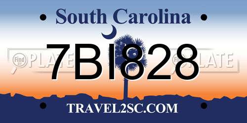 7BI828 South Carolina License Plate
